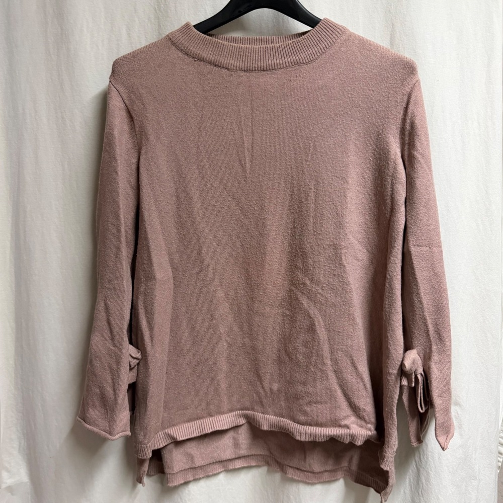 Wildflower Yellow Springs Mauve Pink Bow Tie Cuff Knit Sweater M/L  relaxef